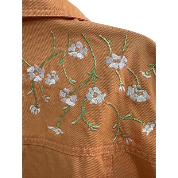 Blaine Trump Orange Floral Machine Embroidered Vine Yolk Collared Jacket Womens - Picture 4 of 7
